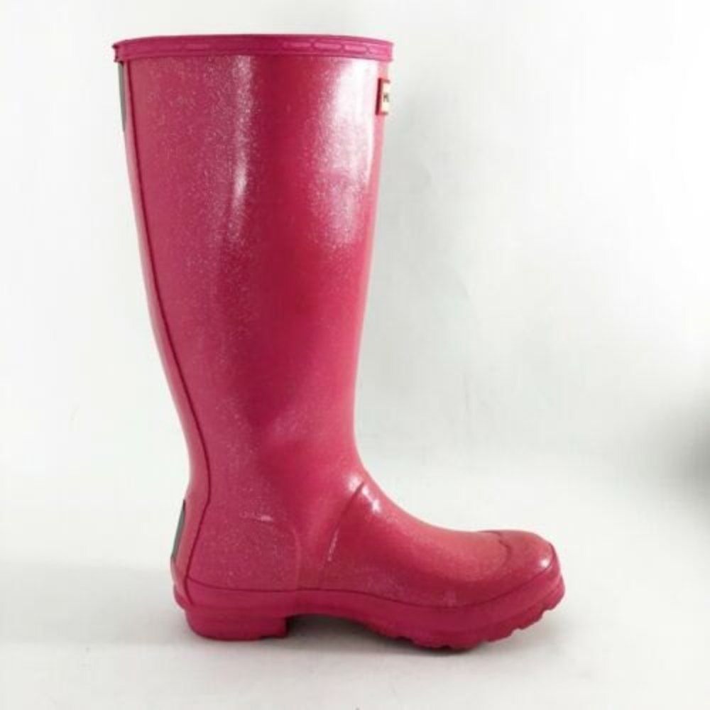 Hunter Original Glitter Fin Rain Boots Tall Pink Sparkle Big Kids Youth Girls 5 - Picture 5 of 11